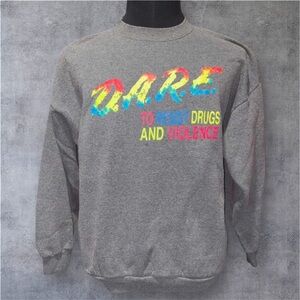 Tultex Gray D.A.R.E. Graphic Men's Crewneck Sweater